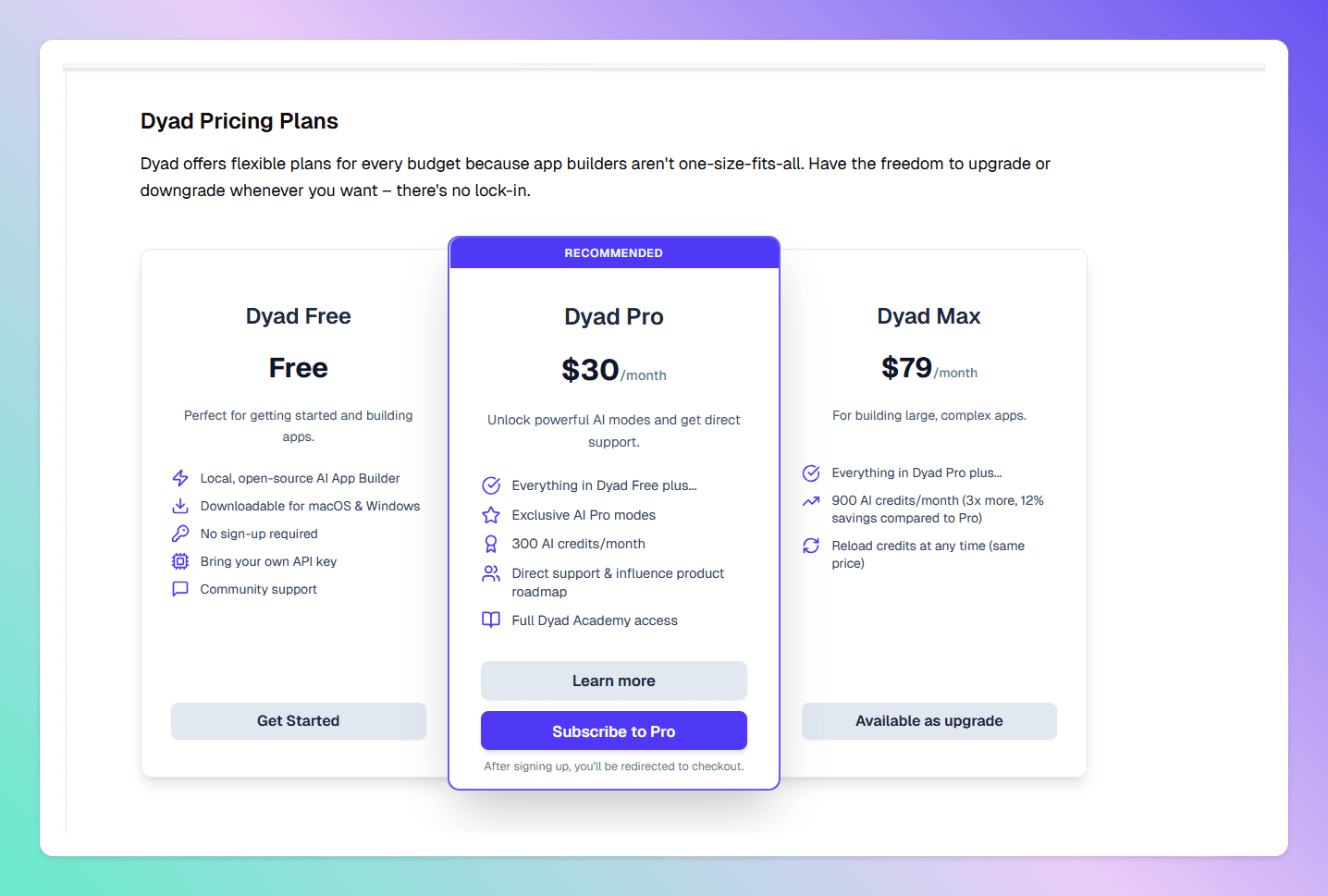 Dyad pricing